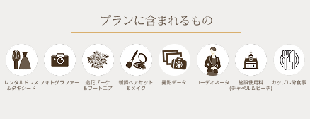 カップル食事付!チャペル&ビーチフォトプラン(データ100枚)含まれるものイメージ